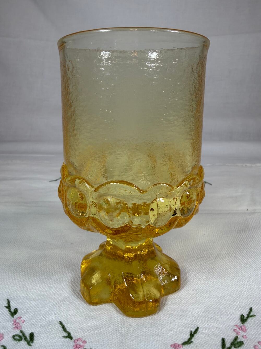 Vintage Tiffin Franciscan Madeira Cornsilk Yellow Footed Goblet 6.5" MCM